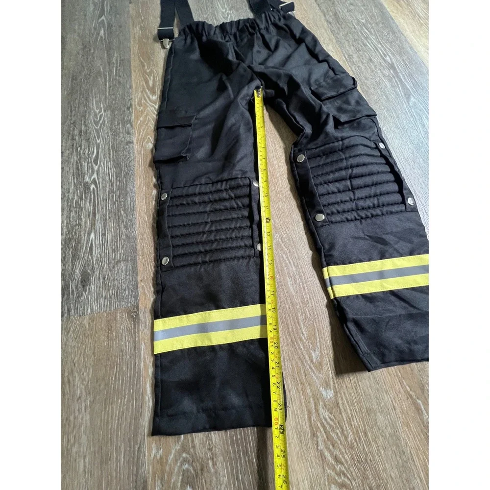 Unbranded Firefighter Costume Pants Kids Large Black Reflective Bunker Gear